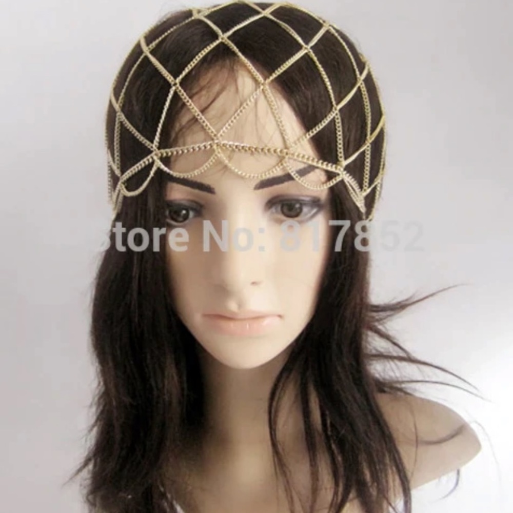 Gold headpiece.